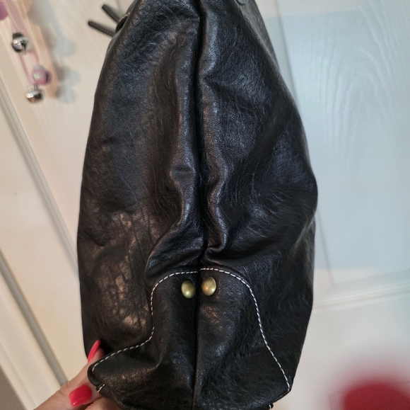 Bullagi Black Leather Tote Bag W Gold Hardware